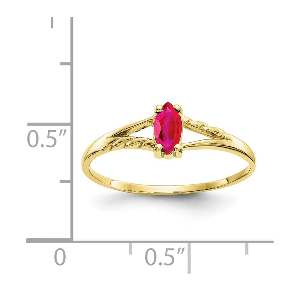10K Yellow Gold Polished Genuine Ruby Birthstone Ring