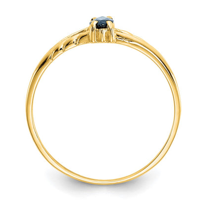 10K Yellow Gold Polished Genuine Sapphire Birthstone Ring