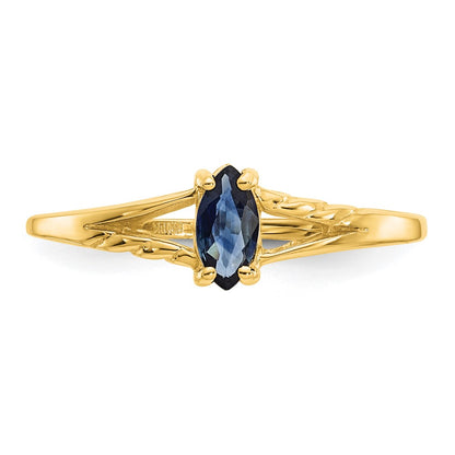 10K Yellow Gold Polished Genuine Sapphire Birthstone Ring