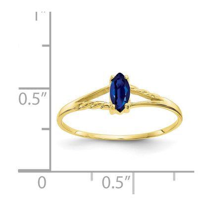 10K Yellow Gold Polished Genuine Sapphire Birthstone Ring