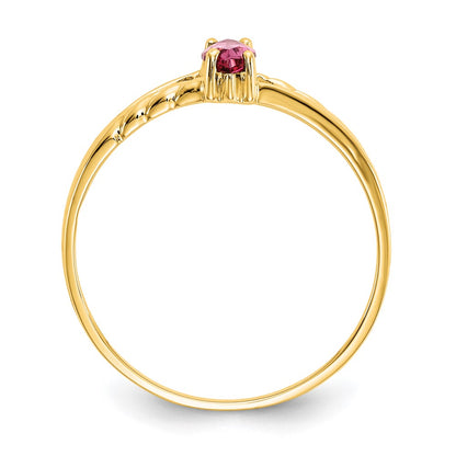 10K Yellow Gold Polished Genuine Pink Tourmaline Birthstone Ring