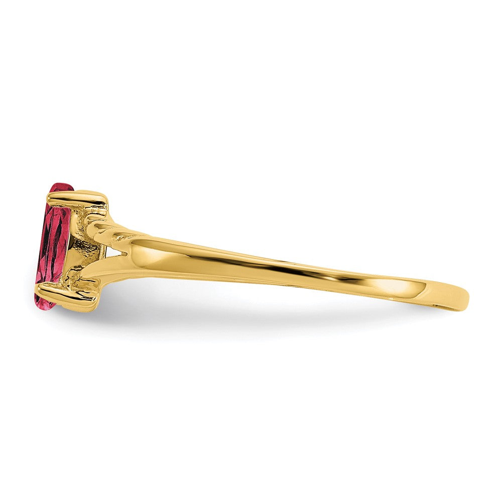 10K Yellow Gold Polished Genuine Pink Tourmaline Birthstone Ring