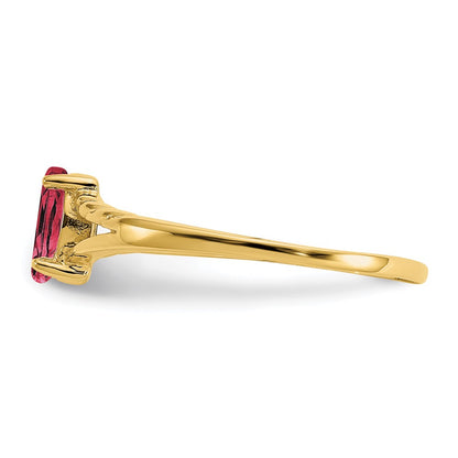 10K Yellow Gold Polished Genuine Pink Tourmaline Birthstone Ring