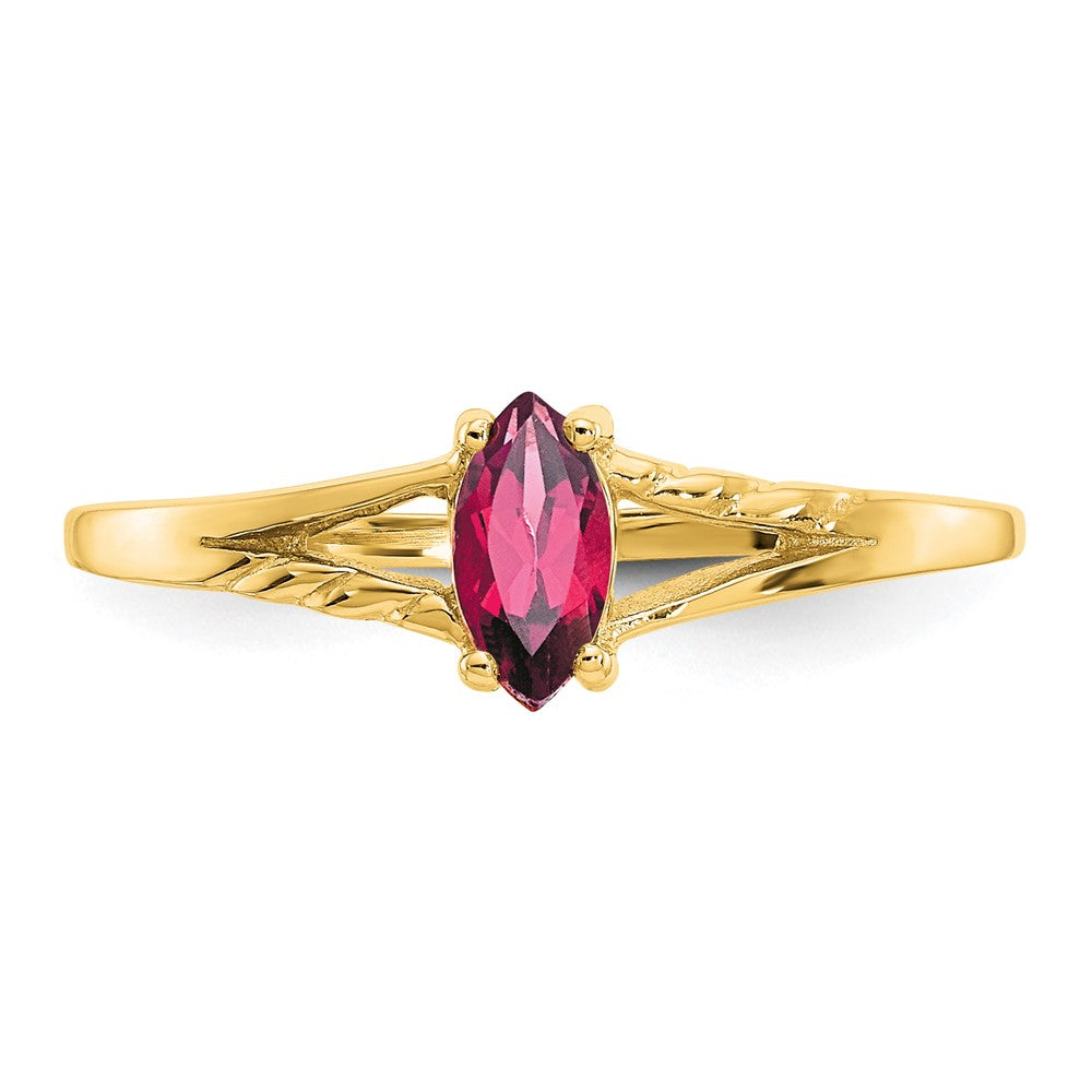 10K Yellow Gold Polished Genuine Pink Tourmaline Birthstone Ring