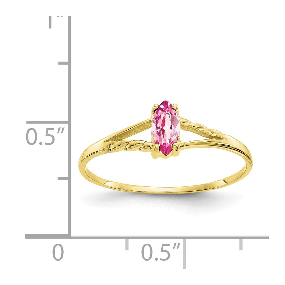 10K Yellow Gold Polished Genuine Pink Tourmaline Birthstone Ring
