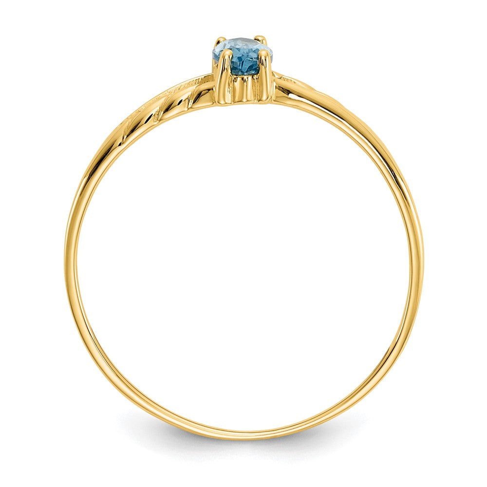 10K Yellow Gold Polished Genuine Blue Topaz Birthstone Ring