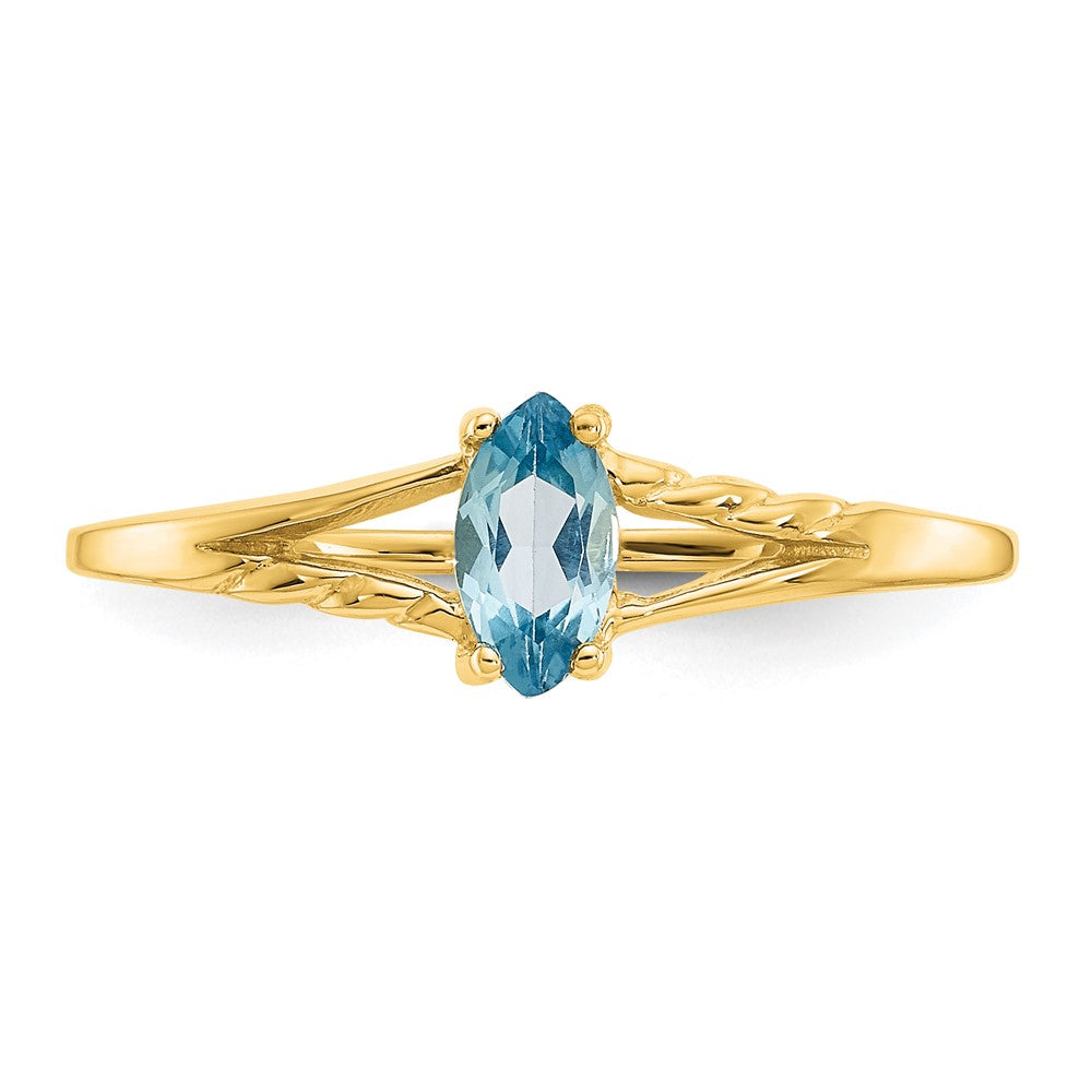 10K Yellow Gold Polished Genuine Blue Topaz Birthstone Ring