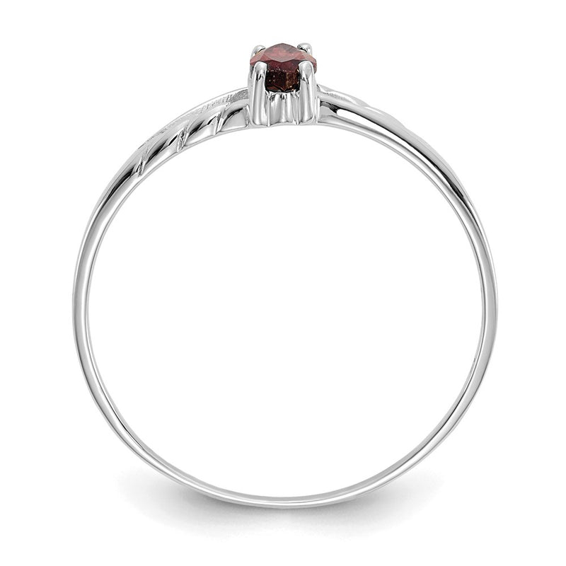14K White Gold Polished Geniune Garnet Birthstone Ring