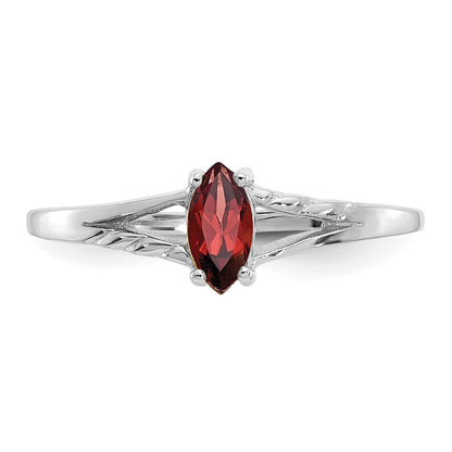 14K White Gold Polished Geniune Garnet Birthstone Ring
