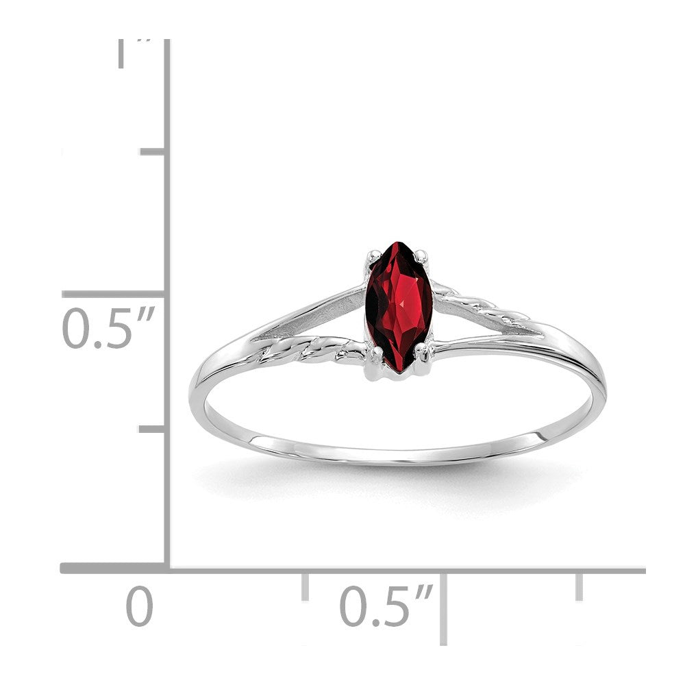 14K White Gold Polished Geniune Garnet Birthstone Ring