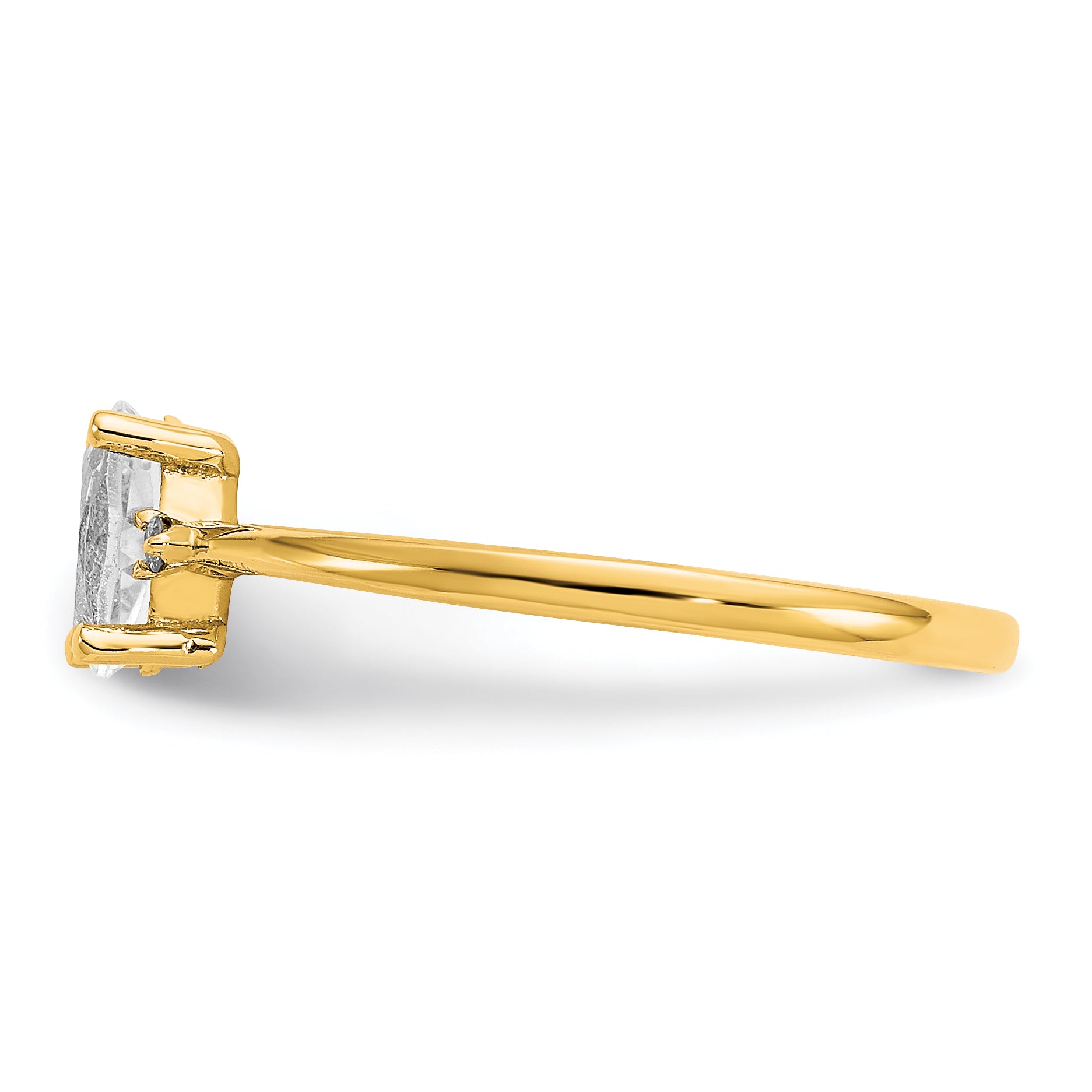10k Yellow Gold Polished Geniune Diamond and White Topaz Birthstone Ring