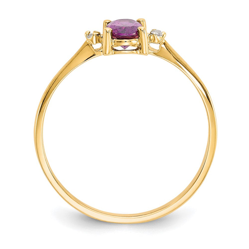 10K Yellow Gold Polished Genuine Diamond & Rhodolite Garnet Birthstone Ring