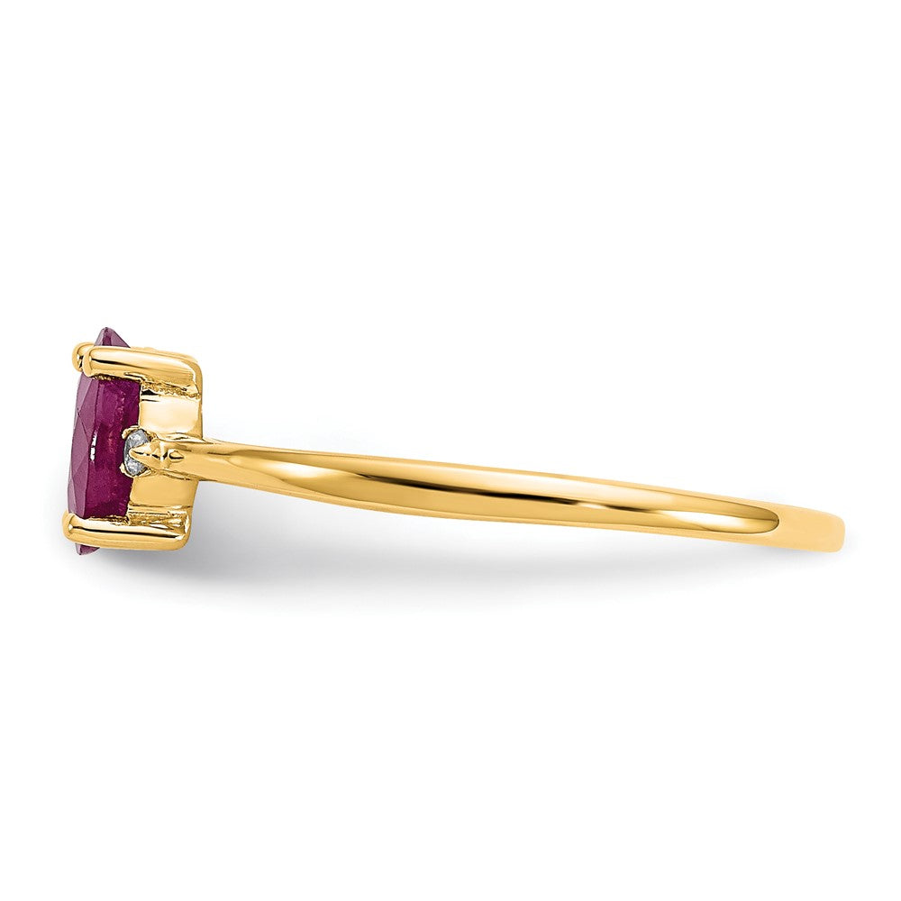 10K Yellow Gold Polished Genuine Diamond & Ruby Birthstone Ring