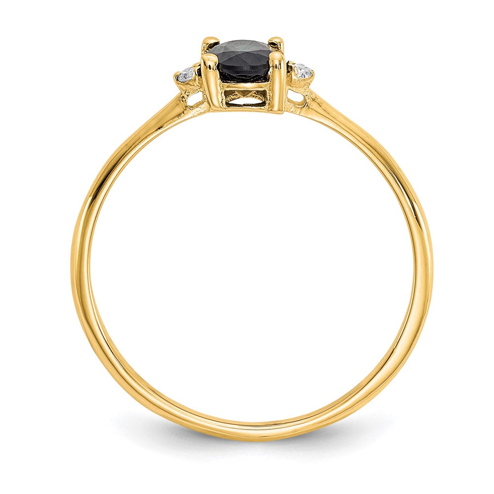 10K Yellow Gold Polished Genuine Diamond & Sapphire Birthstone Ring