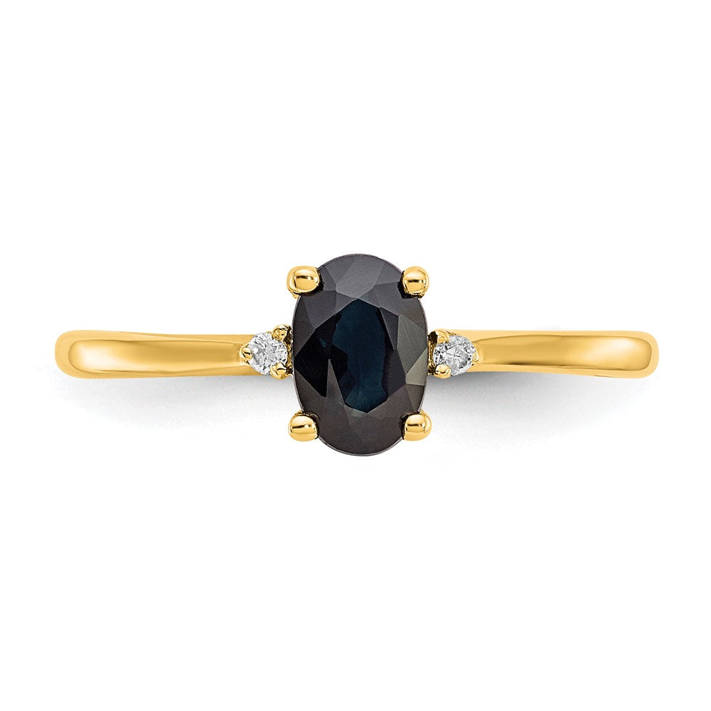 10K Yellow Gold Polished Genuine Diamond & Sapphire Birthstone Ring