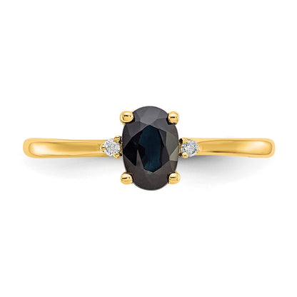 10K Yellow Gold Polished Genuine Diamond & Sapphire Birthstone Ring