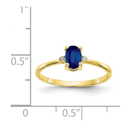 10K Yellow Gold Polished Genuine Diamond & Sapphire Birthstone Ring