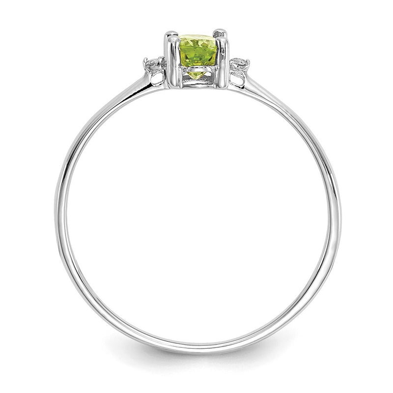 10K White Gold Polished Genuine Diamond & Peridot Birthstone Ring