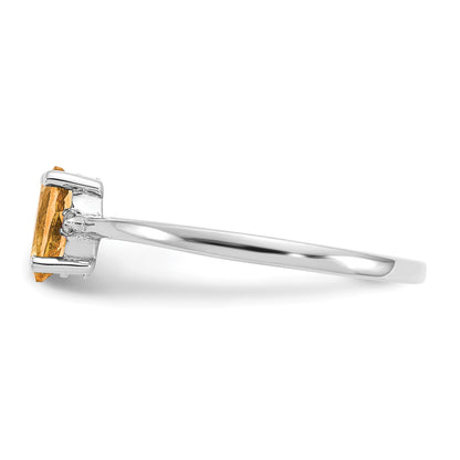 10K White Gold Polished Genuine Diamond/Citrine Birthstone Ring