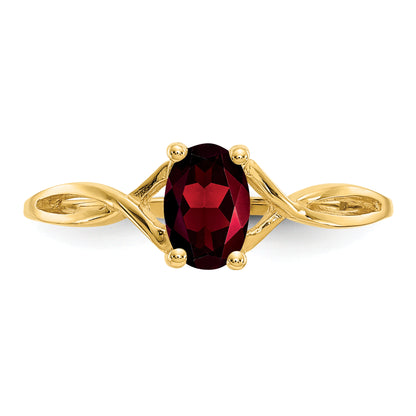 10K Yellow Gold Polished Genuine Garnet Birthstone Ring