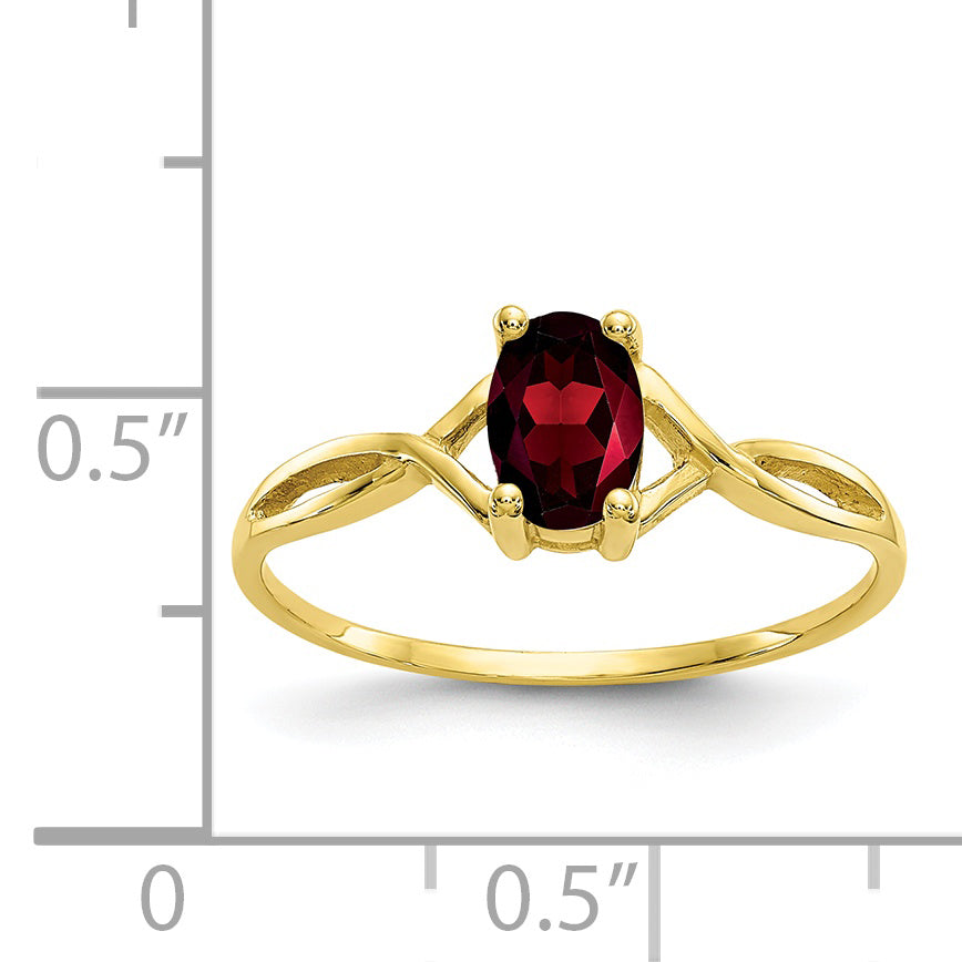 10K Yellow Gold Polished Genuine Garnet Birthstone Ring