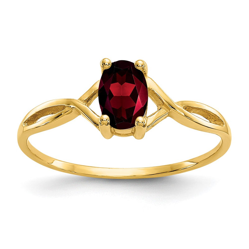 10K Yellow Gold Polished Genuine Garnet Birthstone Ring