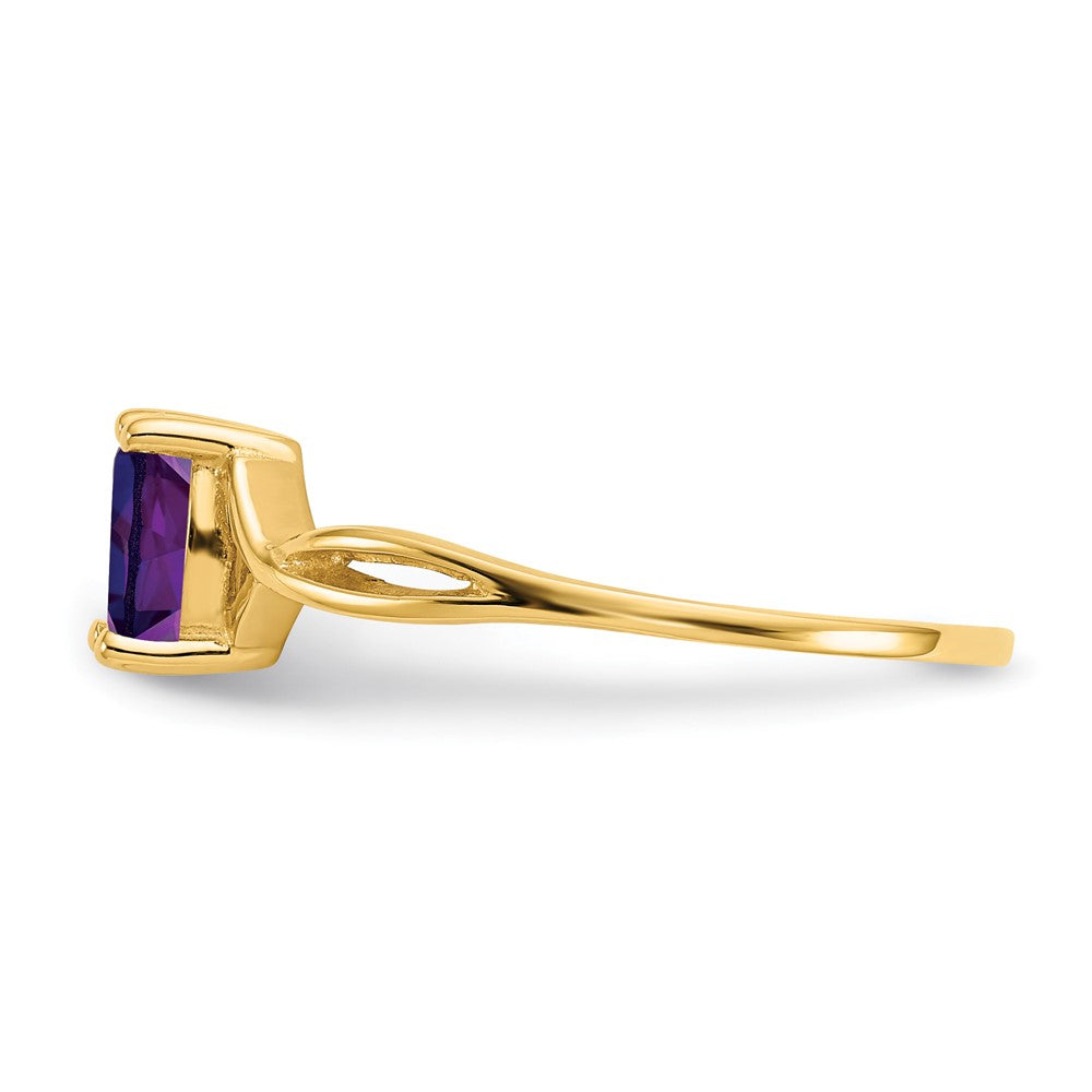 10K Yellow Gold Polished Genuine Amethyst Birthstone Ring