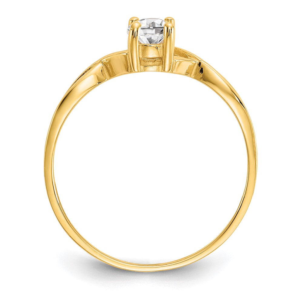 10K Yellow Gold Polished Genuine White Topaz Birthstone Ring