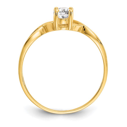 10K Yellow Gold Polished Genuine White Topaz Birthstone Ring