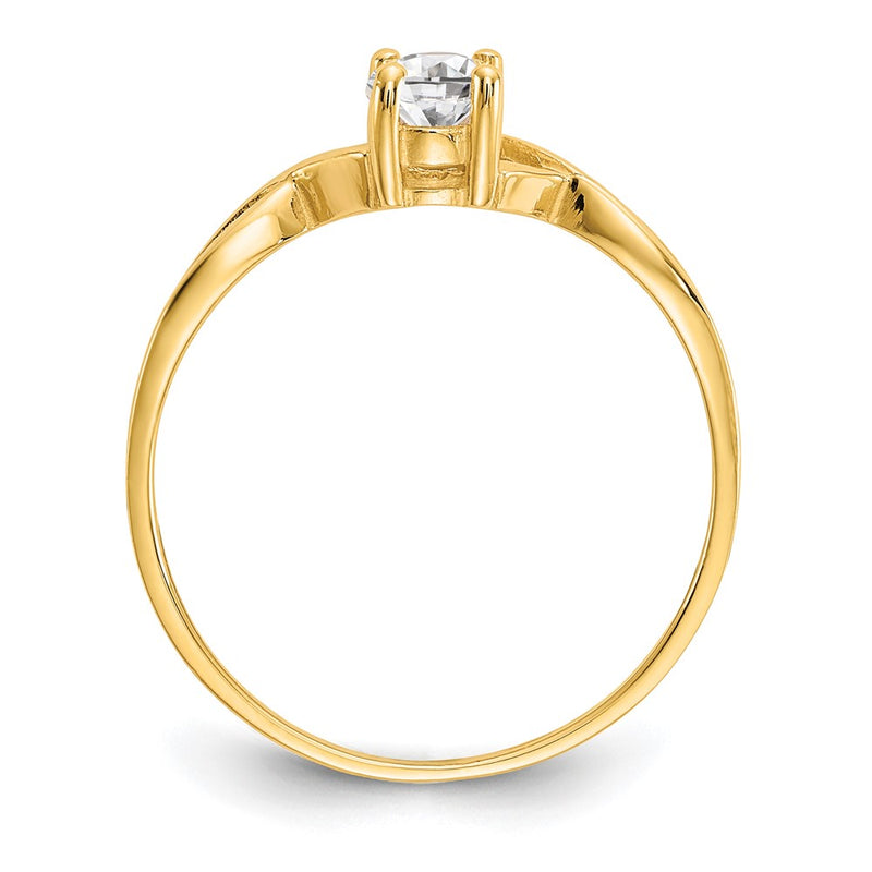 10K Yellow Gold Polished Genuine White Topaz Birthstone Ring