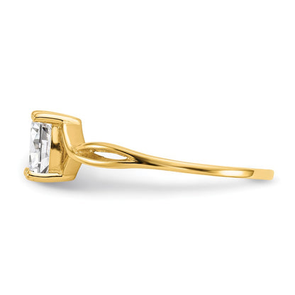 10K Yellow Gold Polished Genuine White Topaz Birthstone Ring