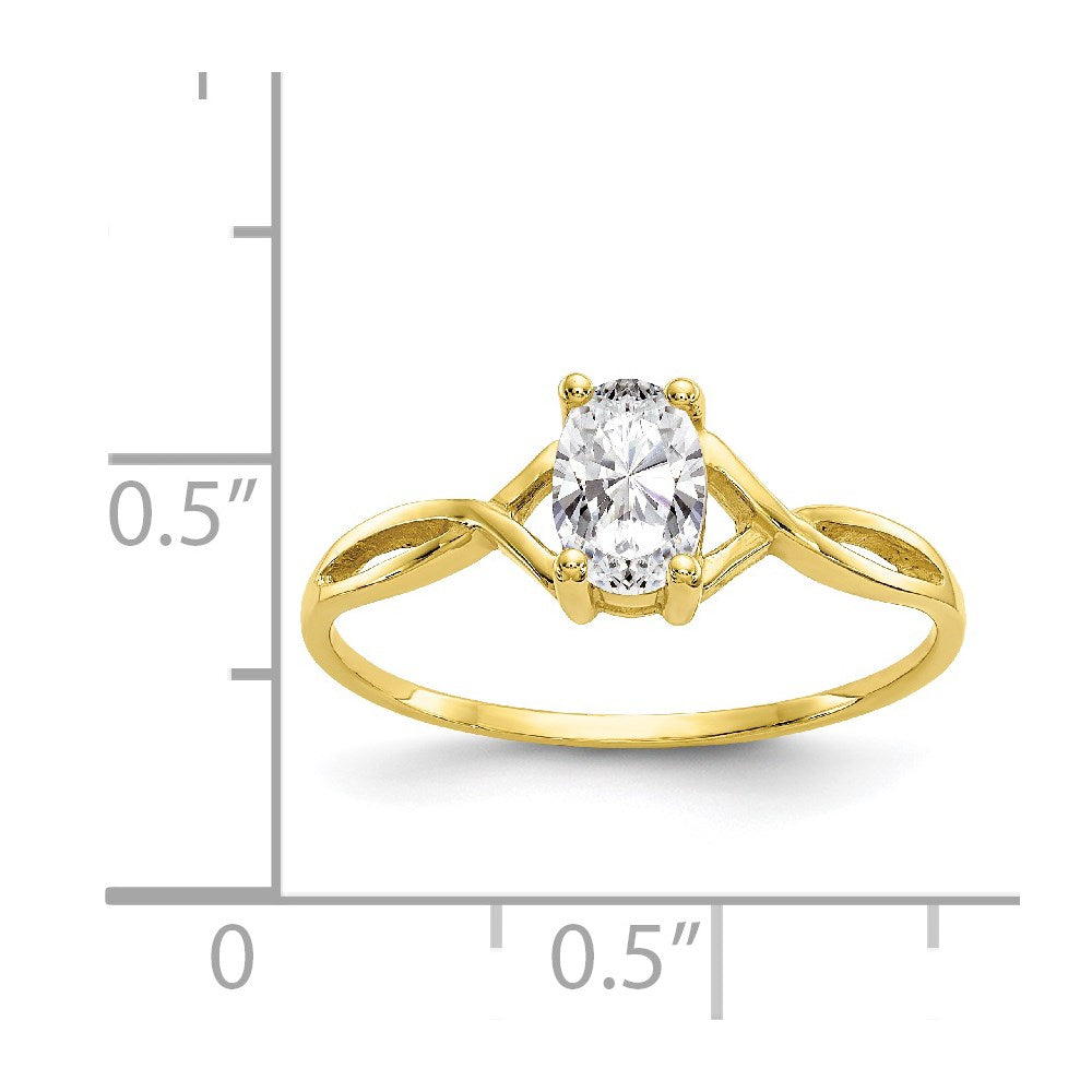 10K Yellow Gold Polished Genuine White Topaz Birthstone Ring