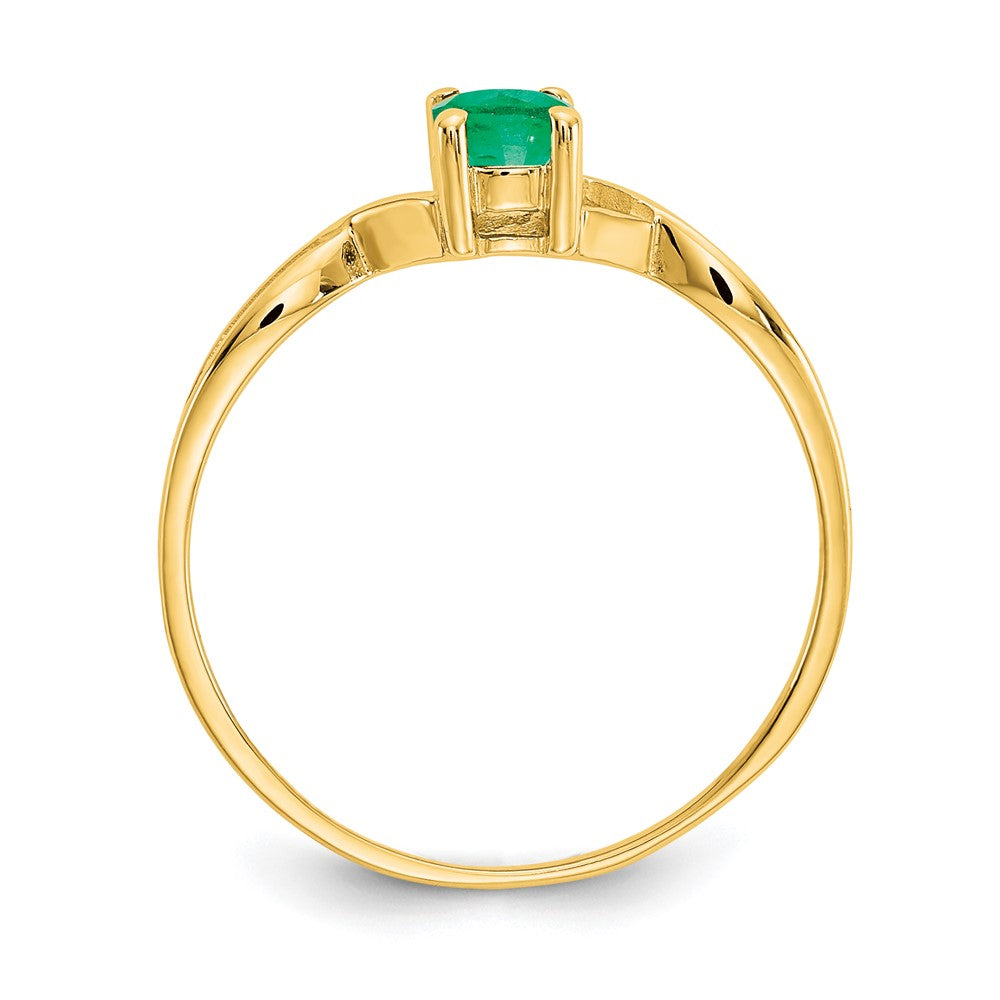 10K Yellow Gold Polished Genuine Emerald Birthstone Ring
