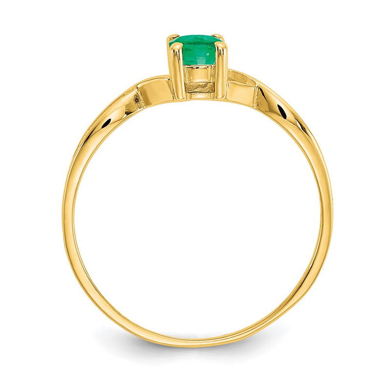 10K Yellow Gold Polished Genuine Emerald Birthstone Ring