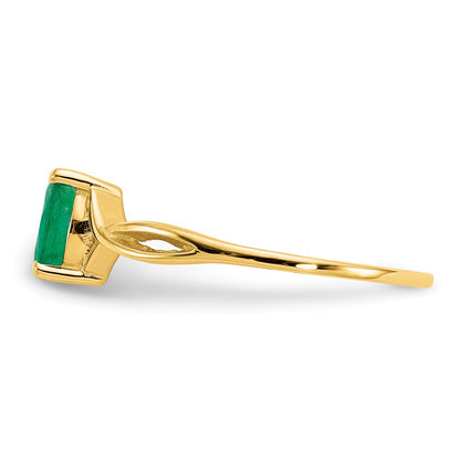 10K Yellow Gold Polished Genuine Emerald Birthstone Ring