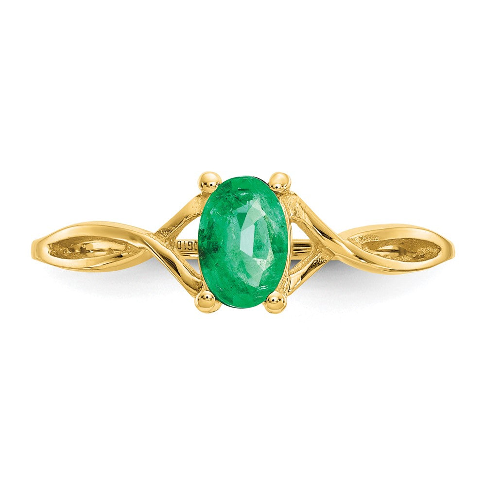 10K Yellow Gold Polished Genuine Emerald Birthstone Ring