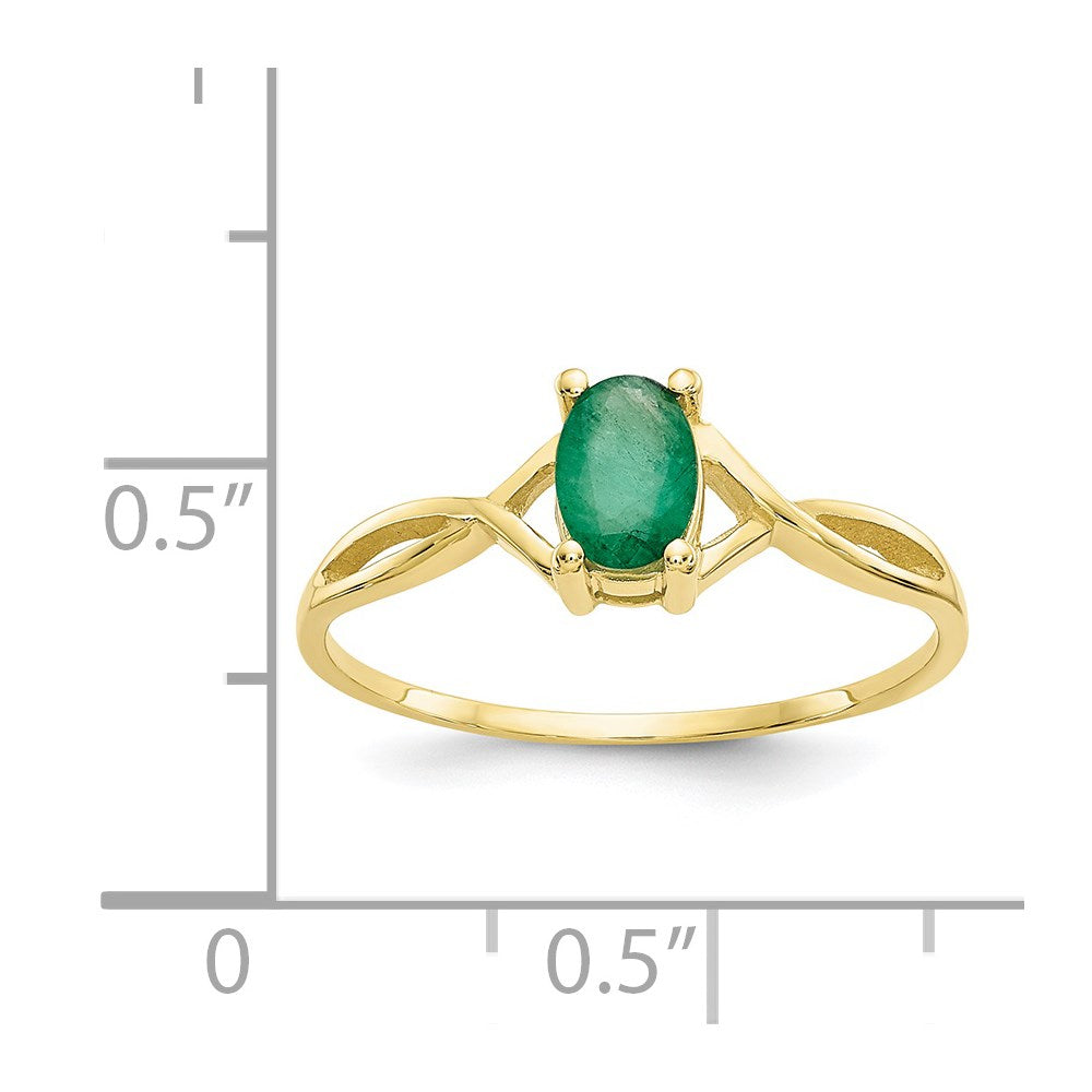 10K Yellow Gold Polished Genuine Emerald Birthstone Ring