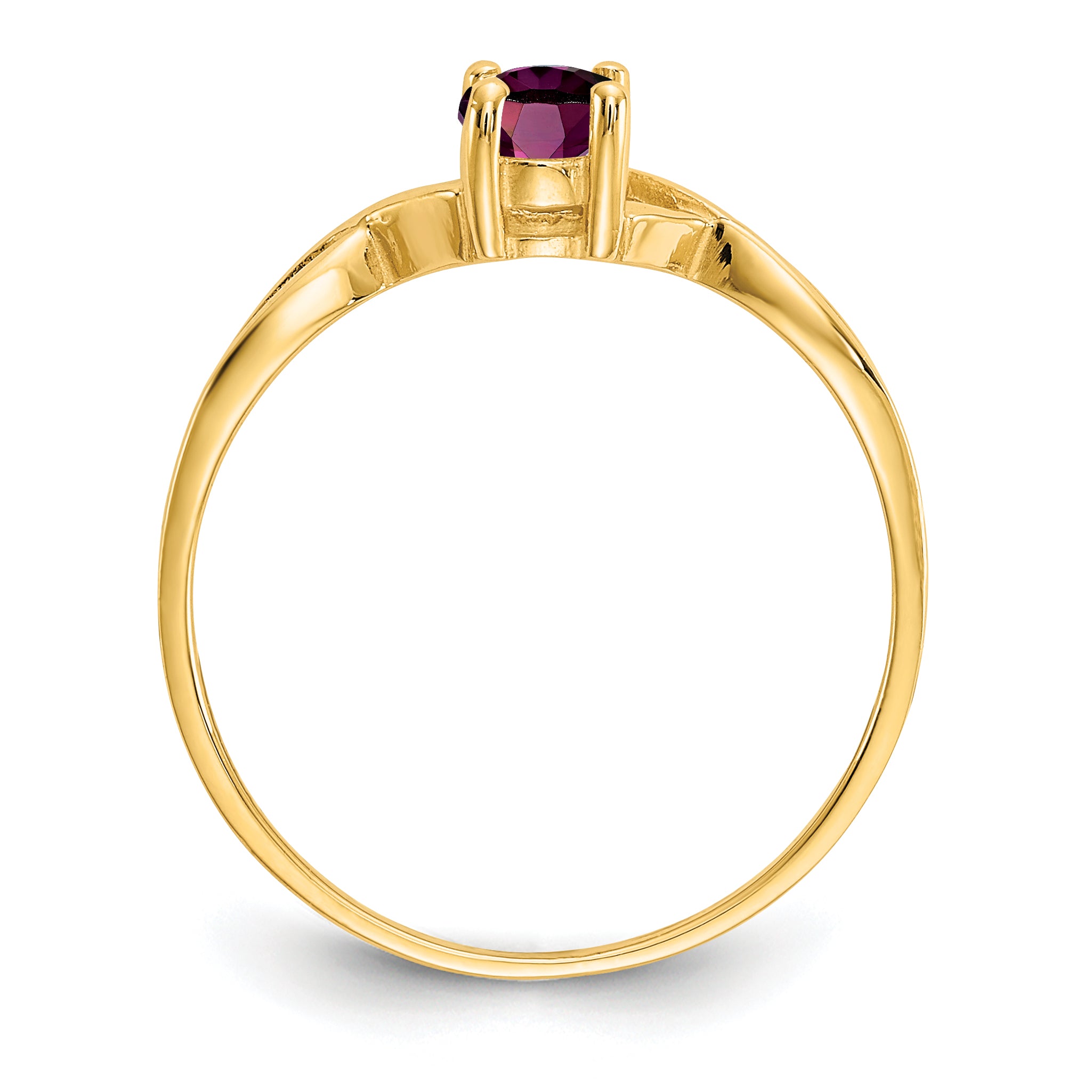 10K Yellow Gold Polished Genuine Rhodolite Garnet Birthstone Ring