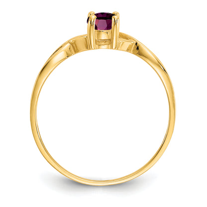 10K Yellow Gold Polished Genuine Rhodolite Garnet Birthstone Ring