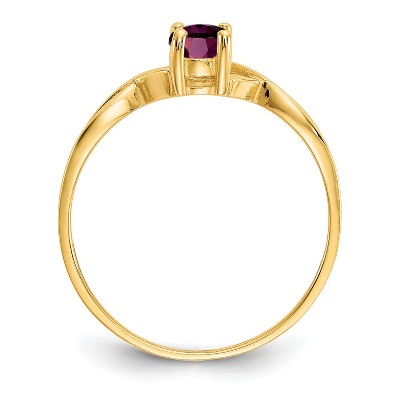 10K Yellow Gold Polished Genuine Rhodolite Garnet Birthstone Ring