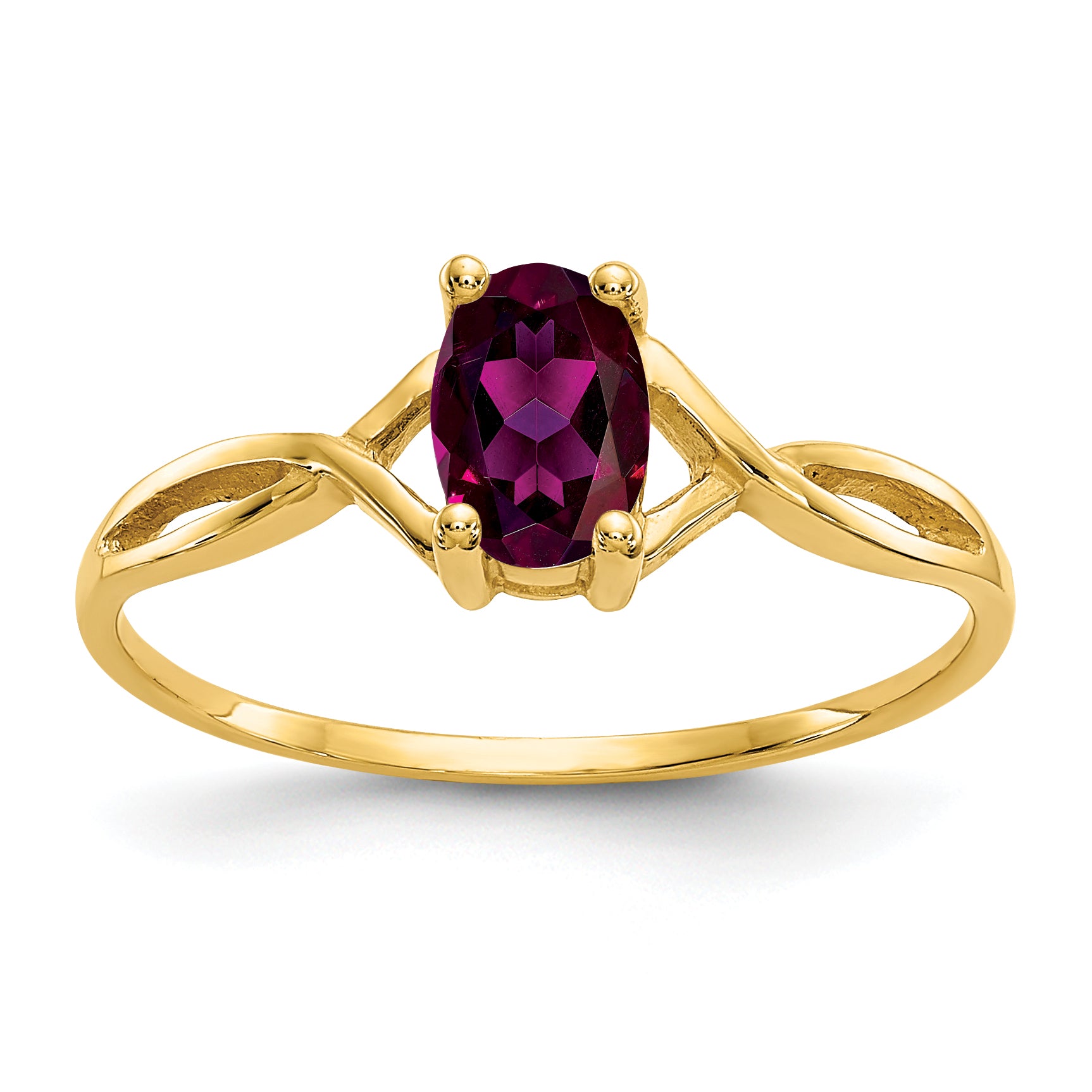 10K Yellow Gold Polished Genuine Rhodolite Garnet Birthstone Ring