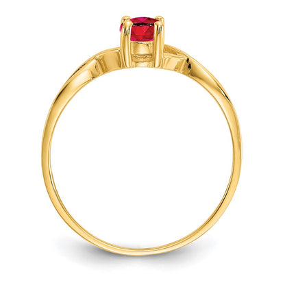 10K Yellow Gold Polished Genuine Ruby Birthstone Ring