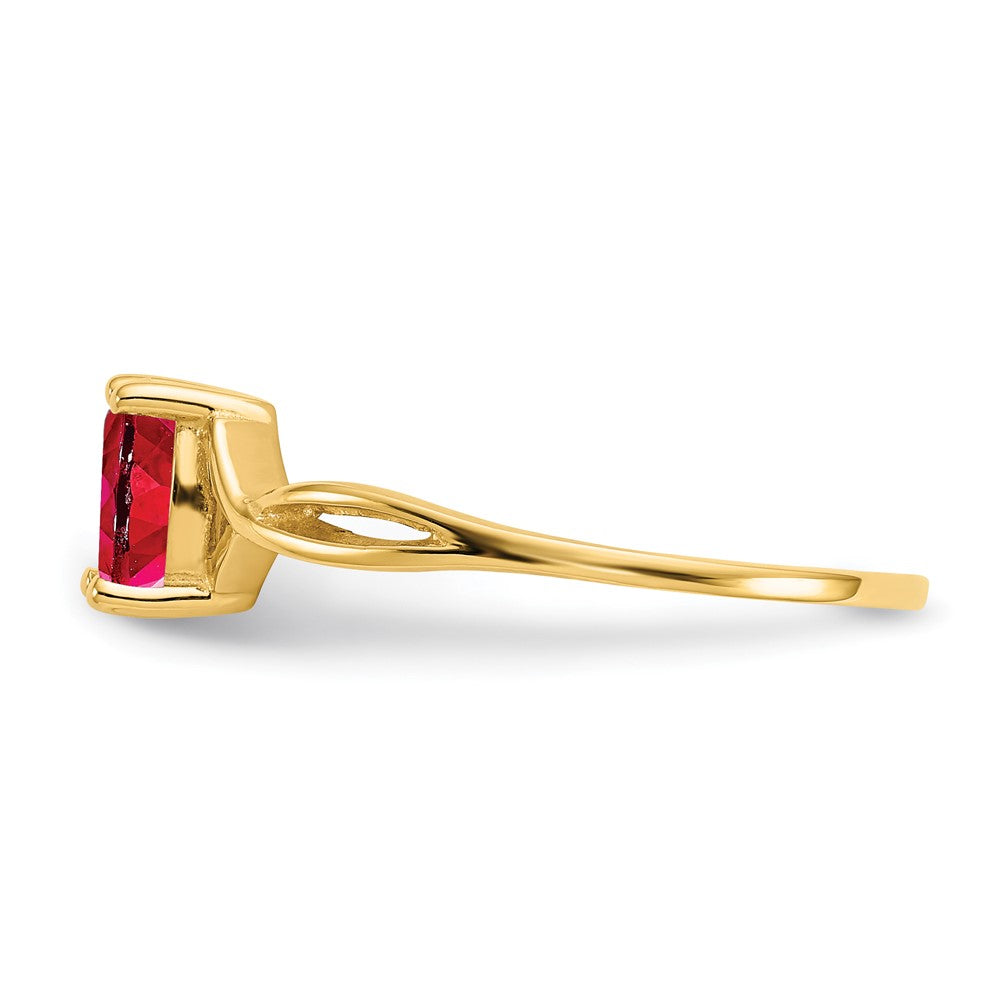 10K Yellow Gold Polished Genuine Ruby Birthstone Ring