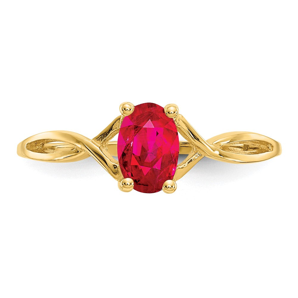 10K Yellow Gold Polished Genuine Ruby Birthstone Ring