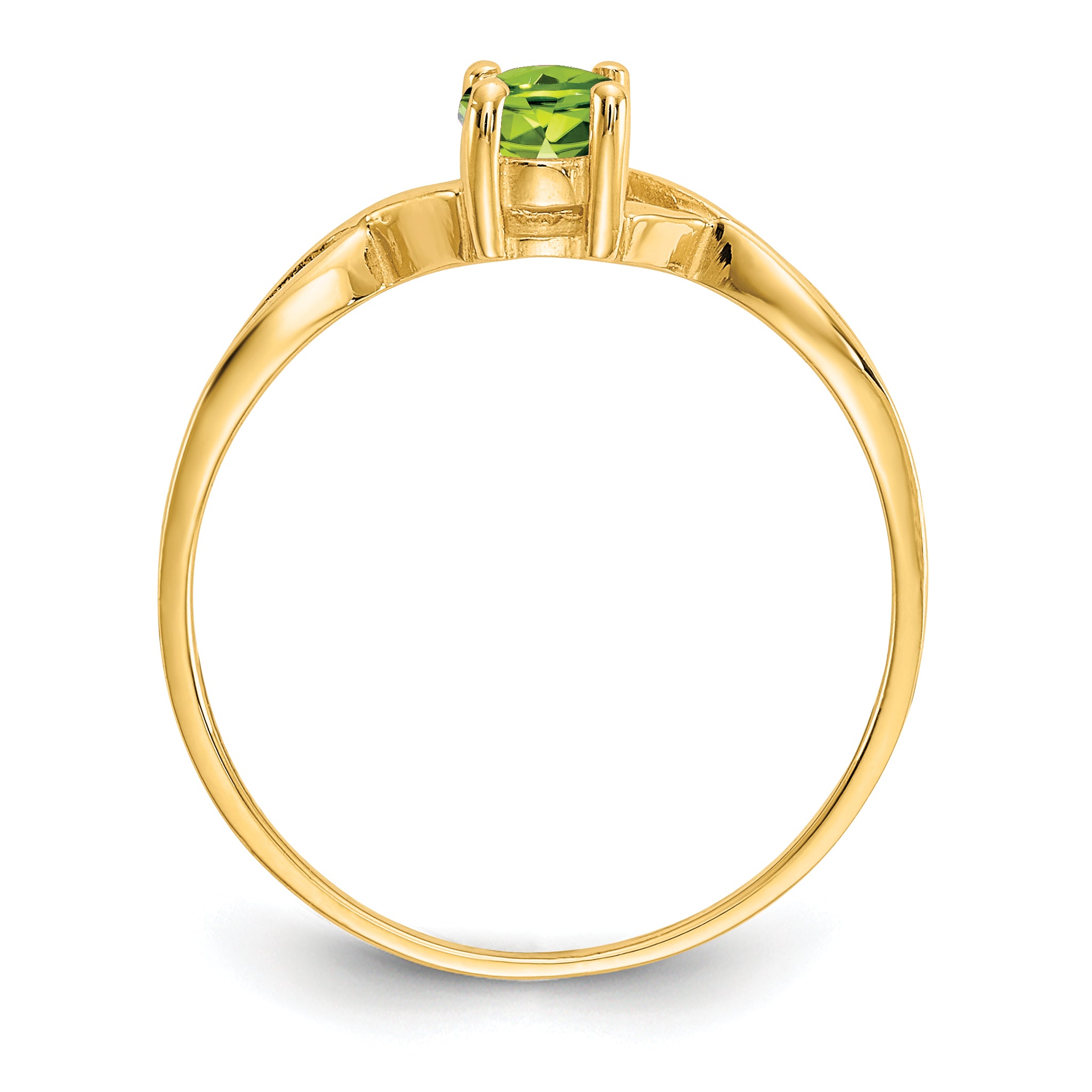 10K Yellow Gold Polished Genuine Peridot Birthstone Ring