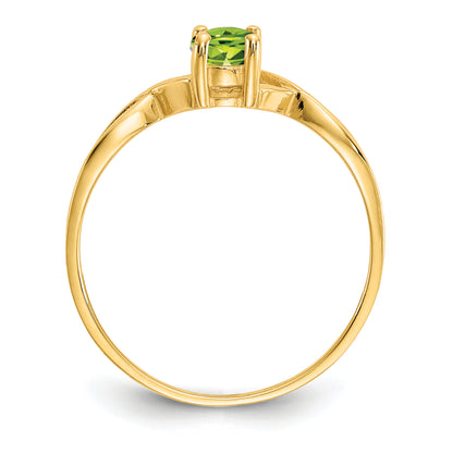 10K Yellow Gold Polished Genuine Peridot Birthstone Ring