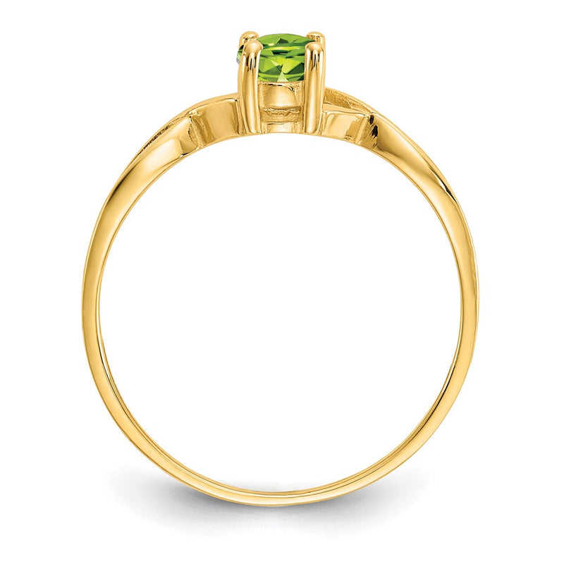 10K Yellow Gold Polished Genuine Peridot Birthstone Ring