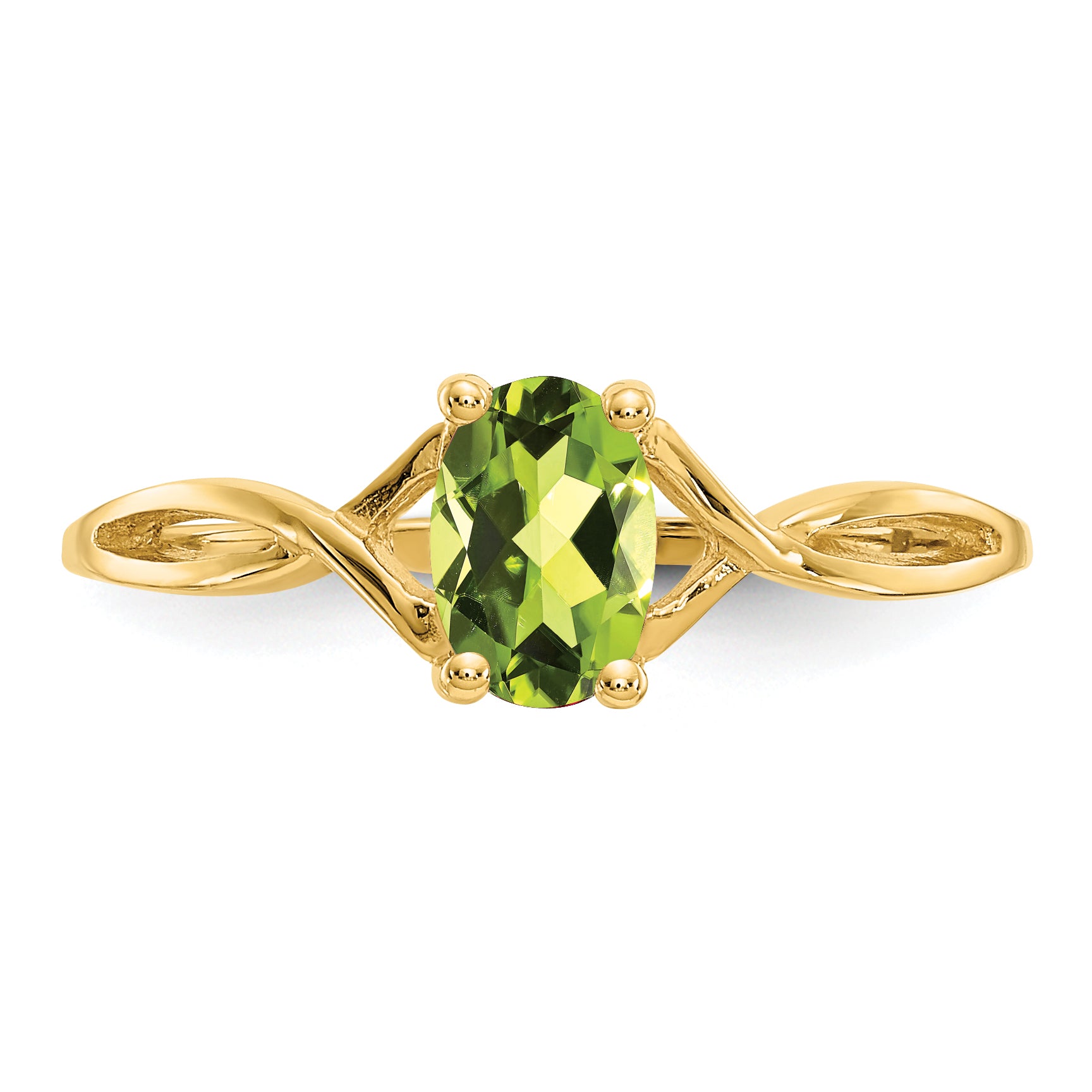 10K Yellow Gold Polished Genuine Peridot Birthstone Ring