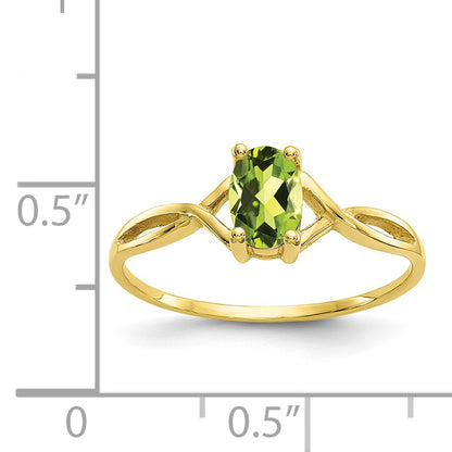 10K Yellow Gold Polished Genuine Peridot Birthstone Ring