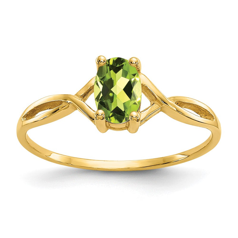 10K Yellow Gold Polished Genuine Peridot Birthstone Ring
